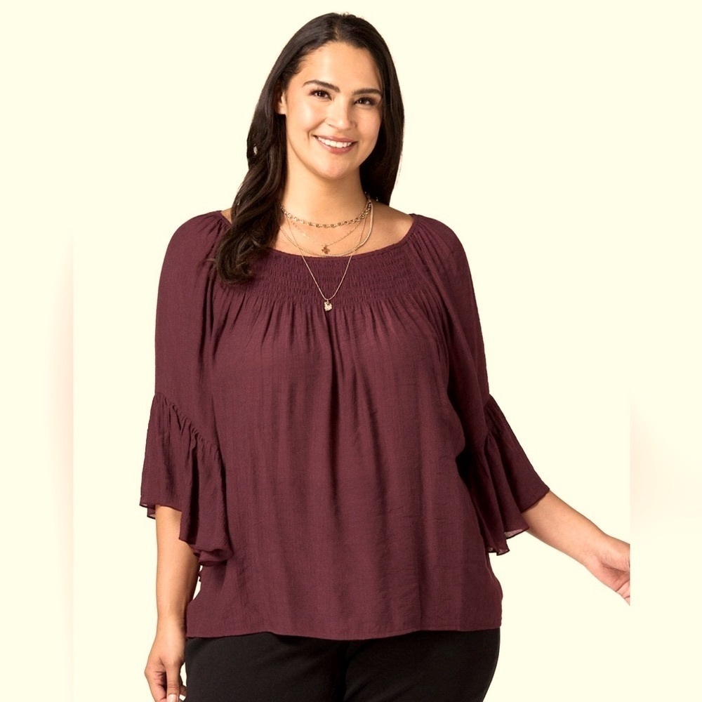 NWT Bundle (2) Cato Tops Plus Size Ruffled Bell Sleeve & V Neck Tee Sz 18w/20w